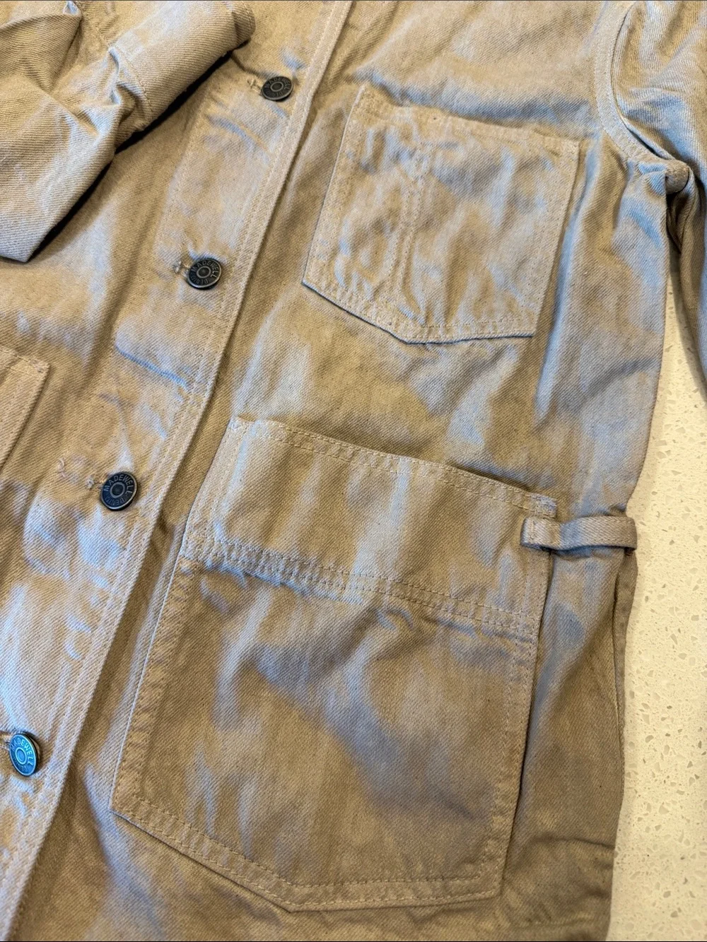Madewell x MN Dye Studio Denim Chore Coat Hand Dyed Jacket Beige XS NWT